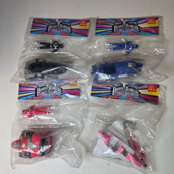 1995 McDonald's Power Rangers Movie Lot of 4 Toys Ninjazord Figures MMPR - Picture 1 of 15